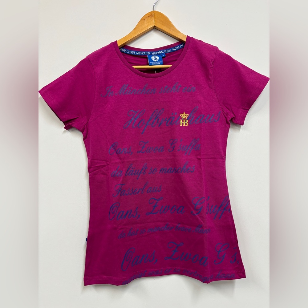 NWT Hofbrauhaus Munchen Women's Magenta Graphic Tee - size L